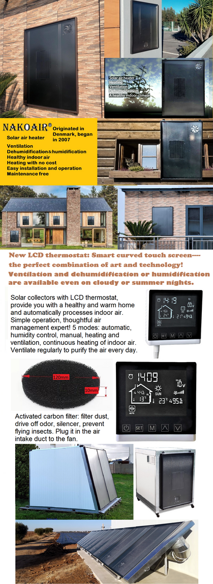 Air collector Solar heater ventilator panel heat pump Fan Conditioning ...